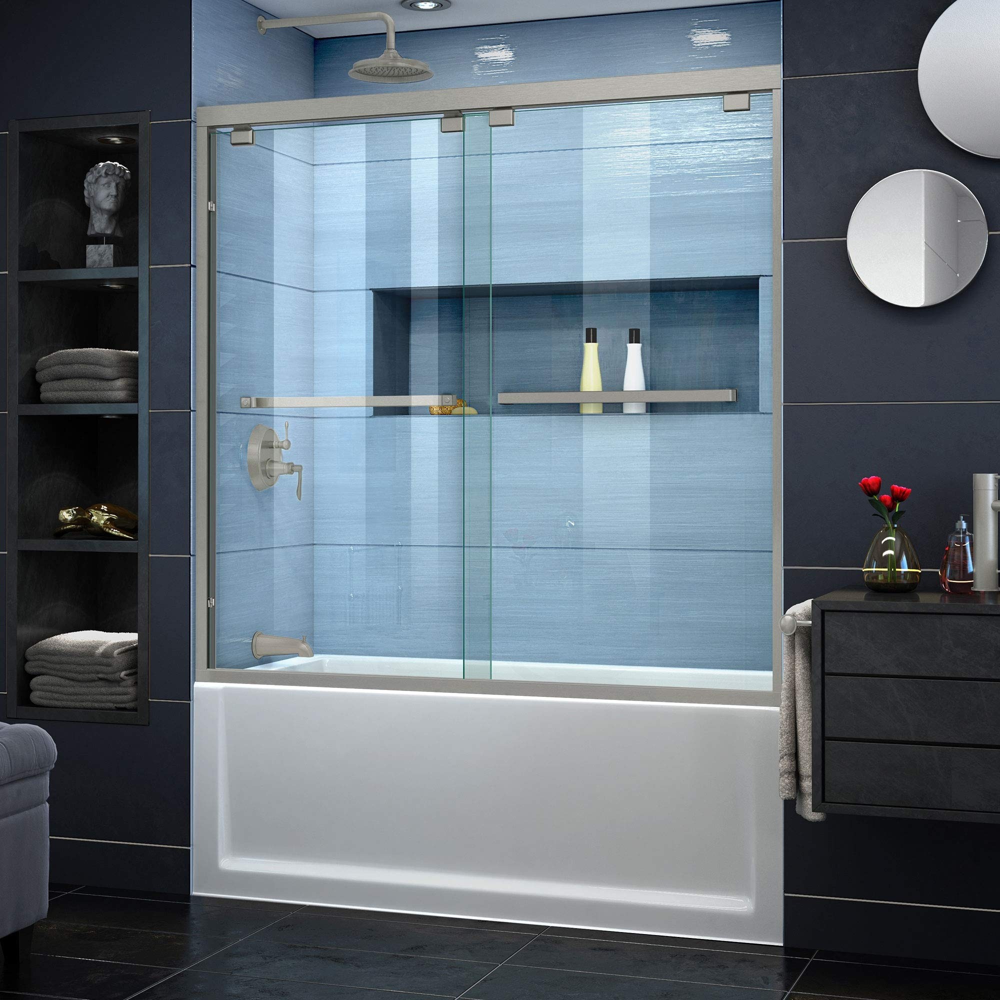 Encore 56" W x 58" H Bypass Semi-Frameless Tub Door with ClearMax Technology