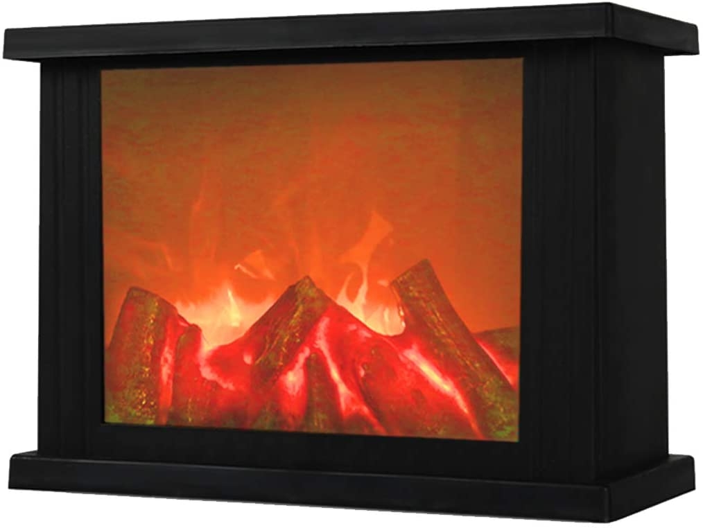 Fireplace Lanterns,Decorative Lanterns,Flameless Led Lantern, Battery Operated and USB Operated, 6 Hour Timer Included,Portable Fireplace Lantern-Indoor/Outdoor,(Black Rectangle)