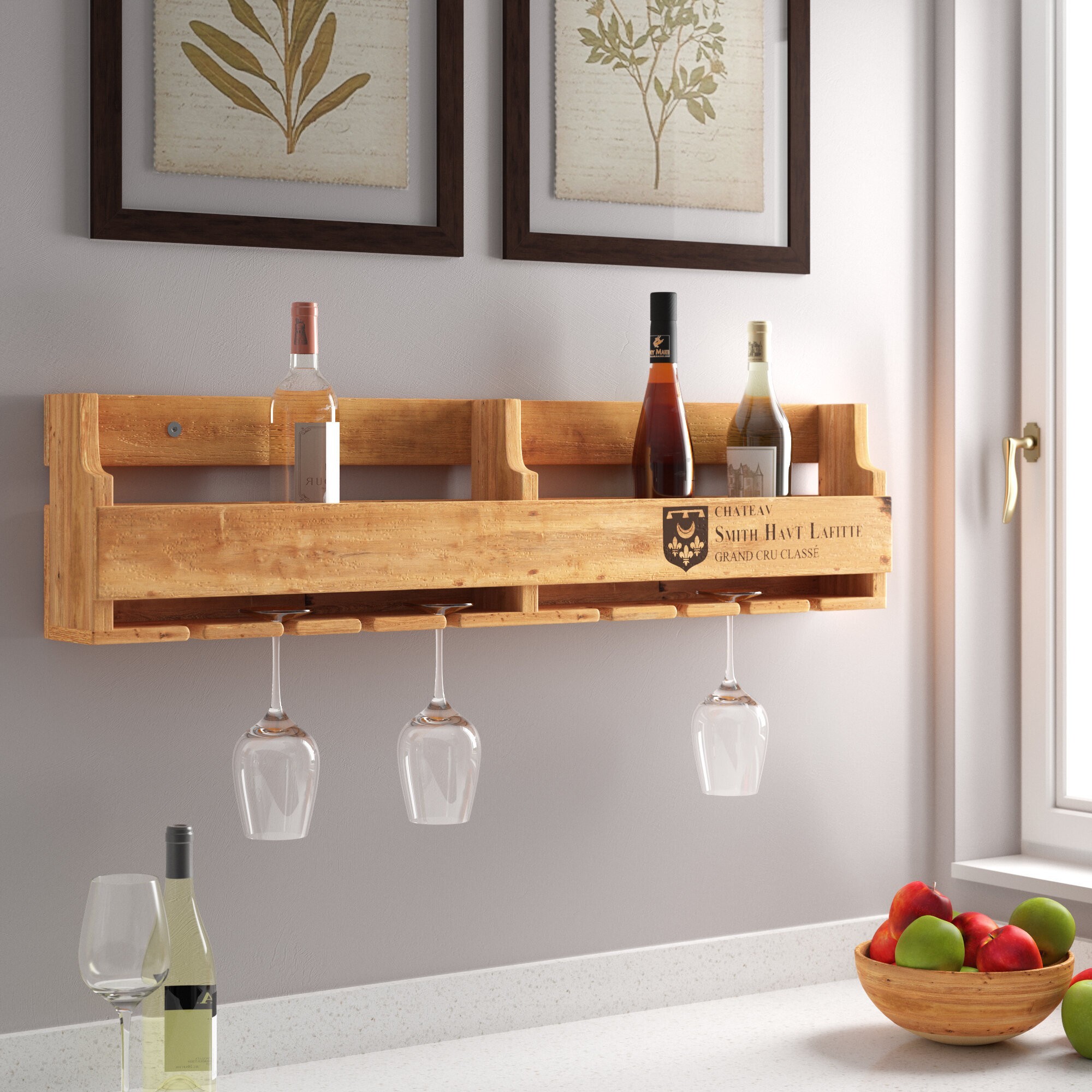 Floating Wood Shelf for Wine