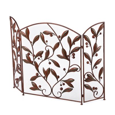 Floral 3 Panel Metal Fireplace Screen Floral 3 Panel Metal Fireplace Screen