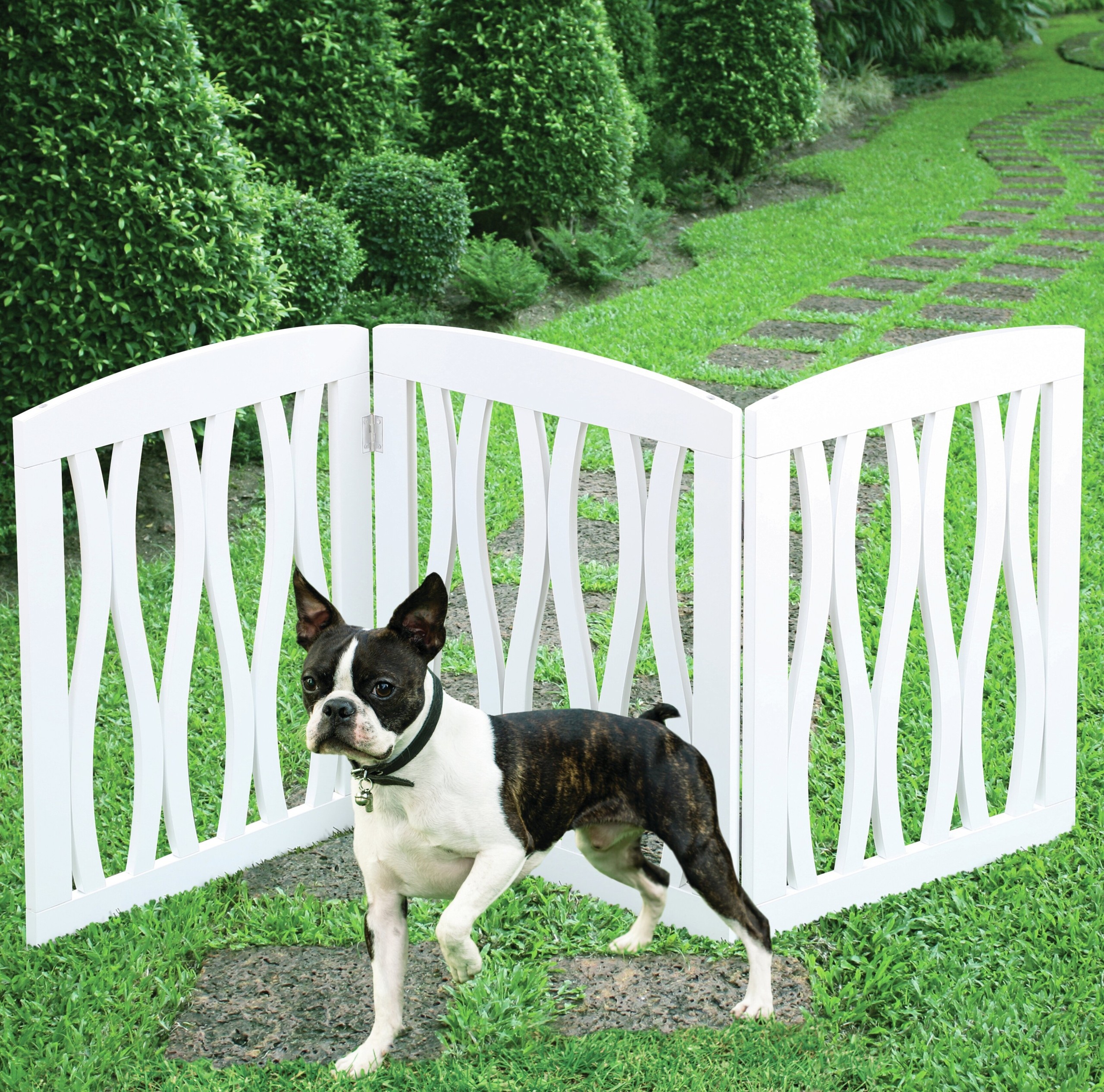 Folding 3 Panel Wood Free Standing Pet Gate