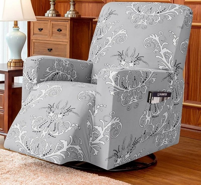 Foral Printed Stretch Box Cushion Recliner Slipcover