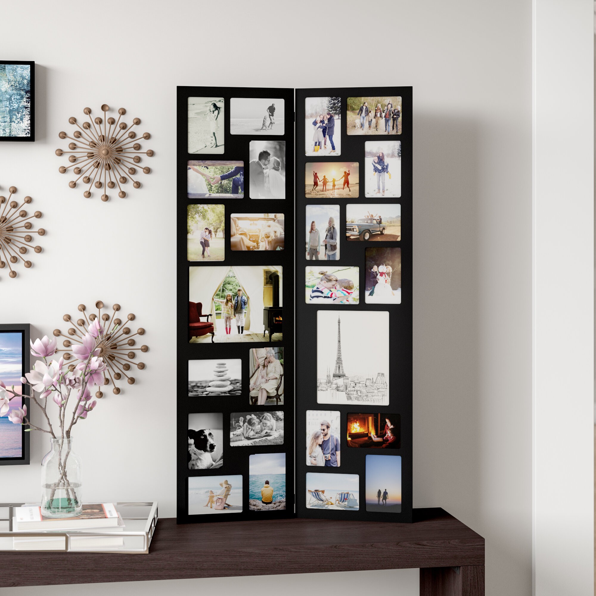 Georgea 26 Opening Decorative Wood Folding Floor-Standing Photo Collage Picture Frame