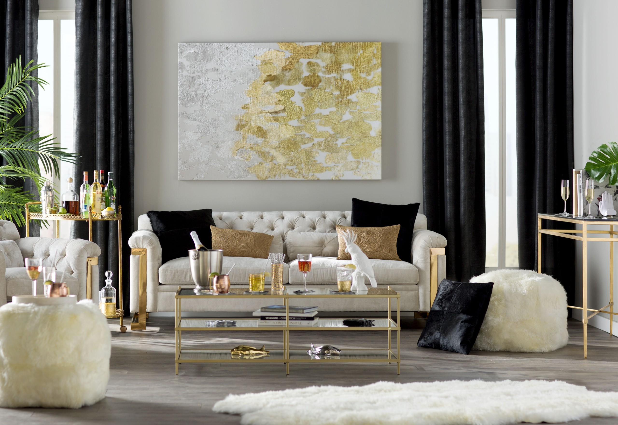 Gold and Black Living Room Design