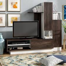 L-shaped wooden TV stand