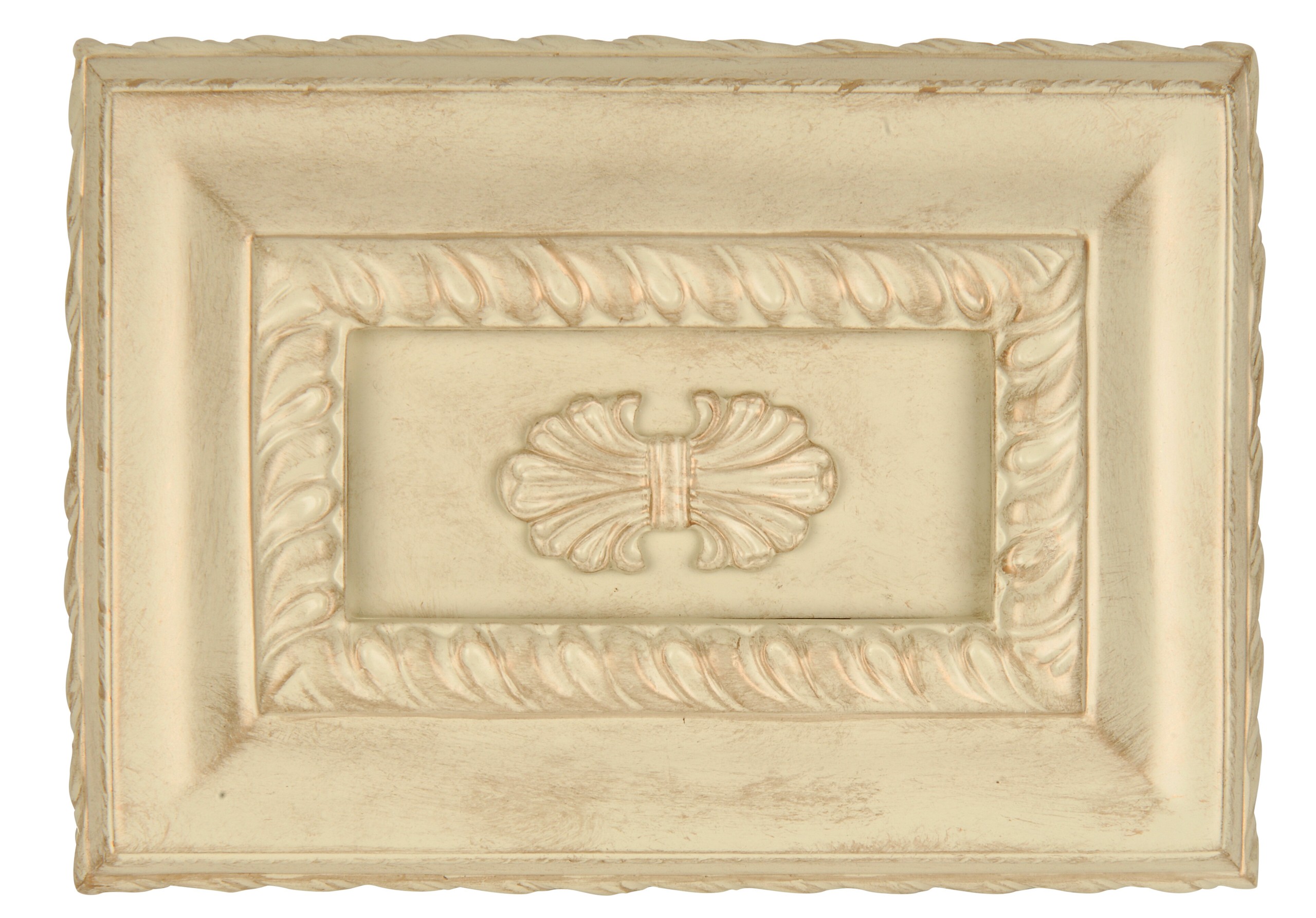 Hand Carved Rectangle Door Chime in Antique White Distressed