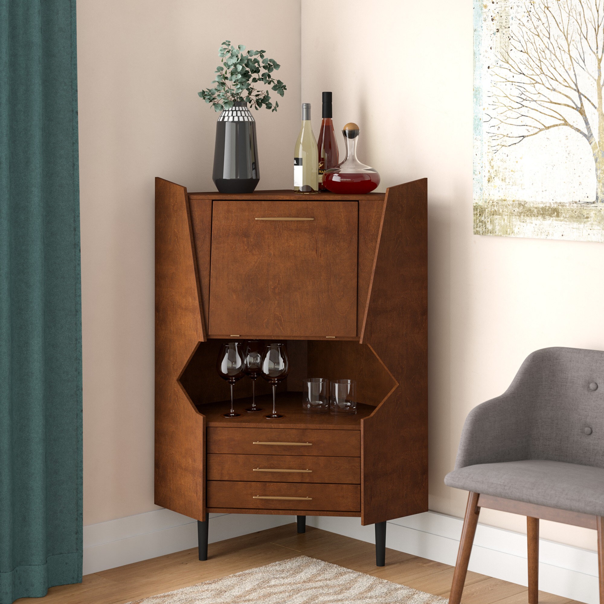 Hester corner bar cabinet