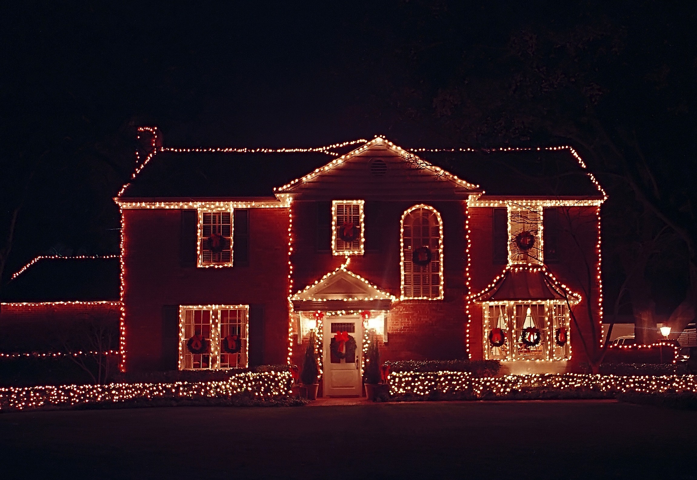 House Decorated with Christmas Lighting