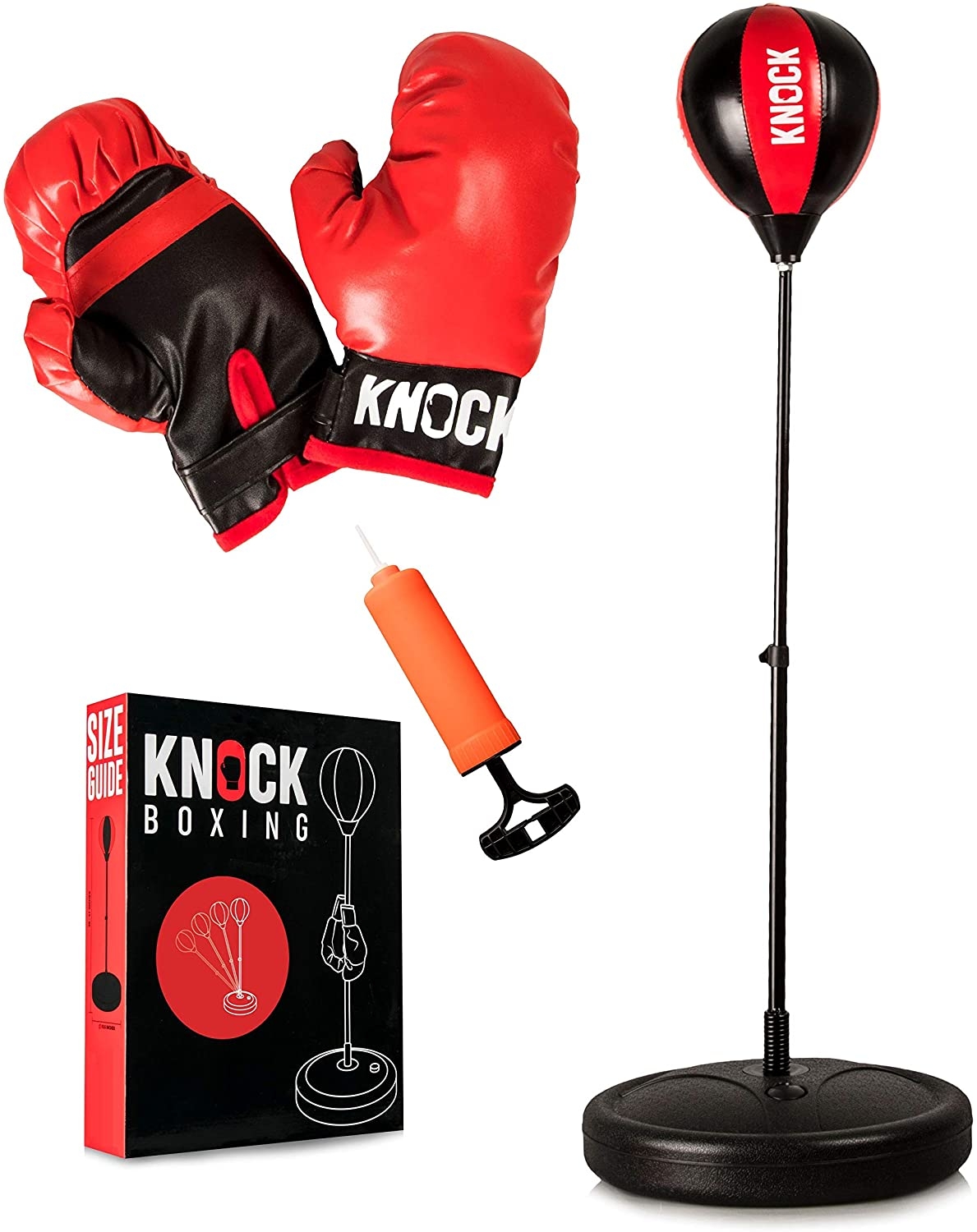 Indoor Punching Bag for Kids - Home Gym Youth Workout Equipment - Complete Boxing Set Includes Gloves &amp; Small Pump - Free Standing Bag with Adjustable Height - Great Gift Idea for Boys or Girls