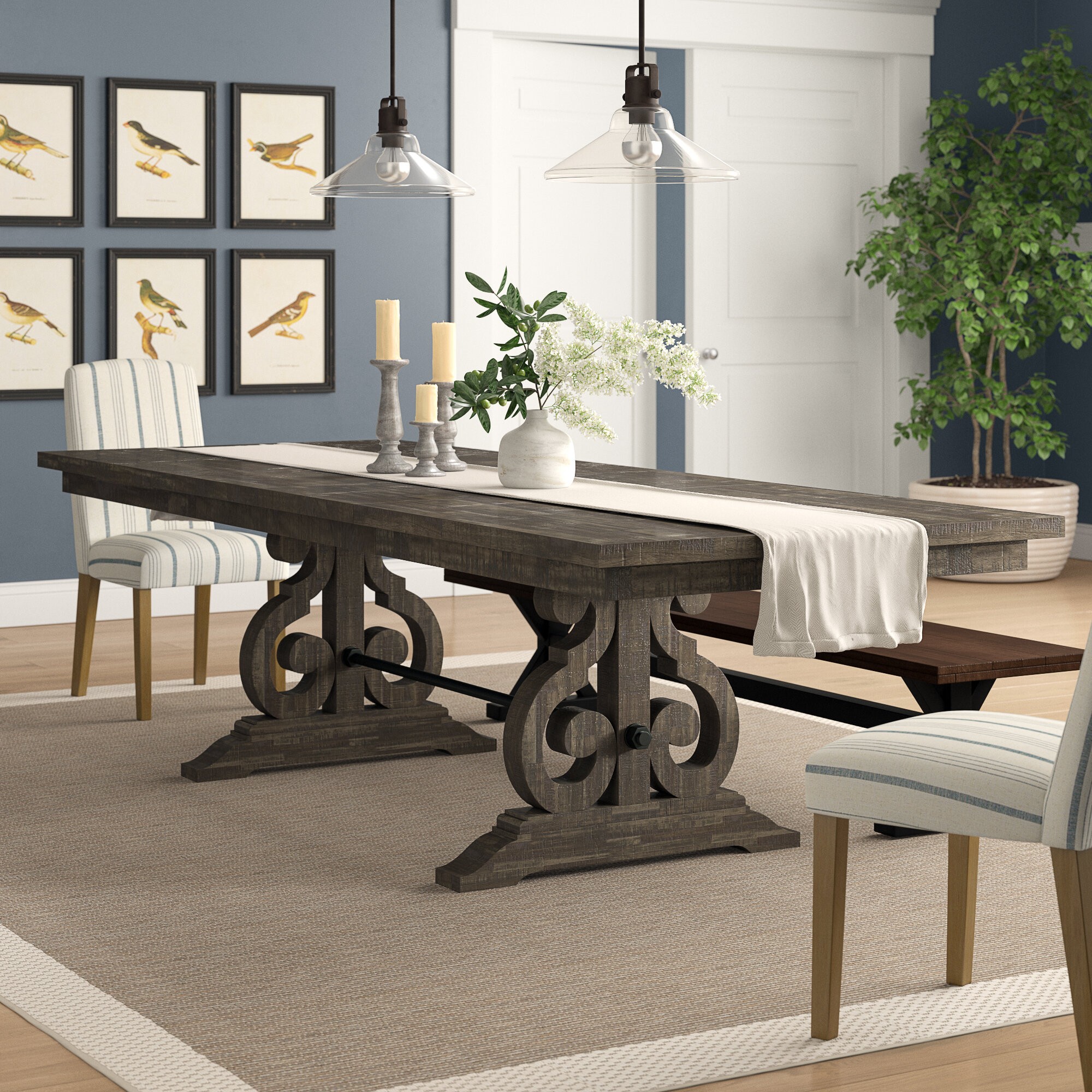 Kenworthy Extendable Rubberwood Solid Wood Dining Table