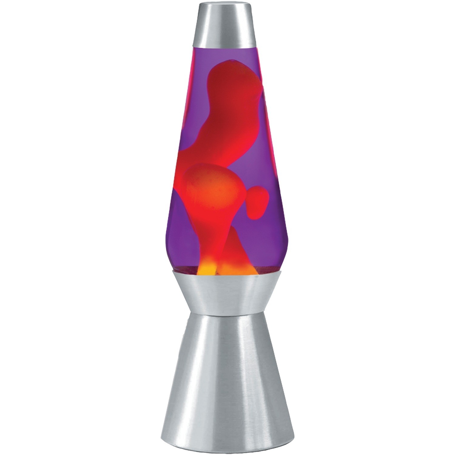 Lava the Original 27-Inch Silver Base Grande Lamp with Yellow Wax in Purple Liquid