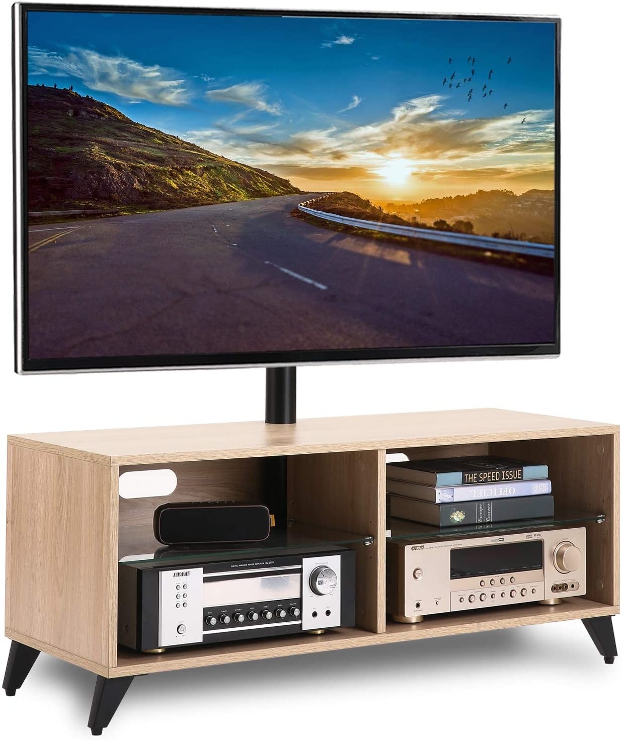 Wood tv stand on sale with mount