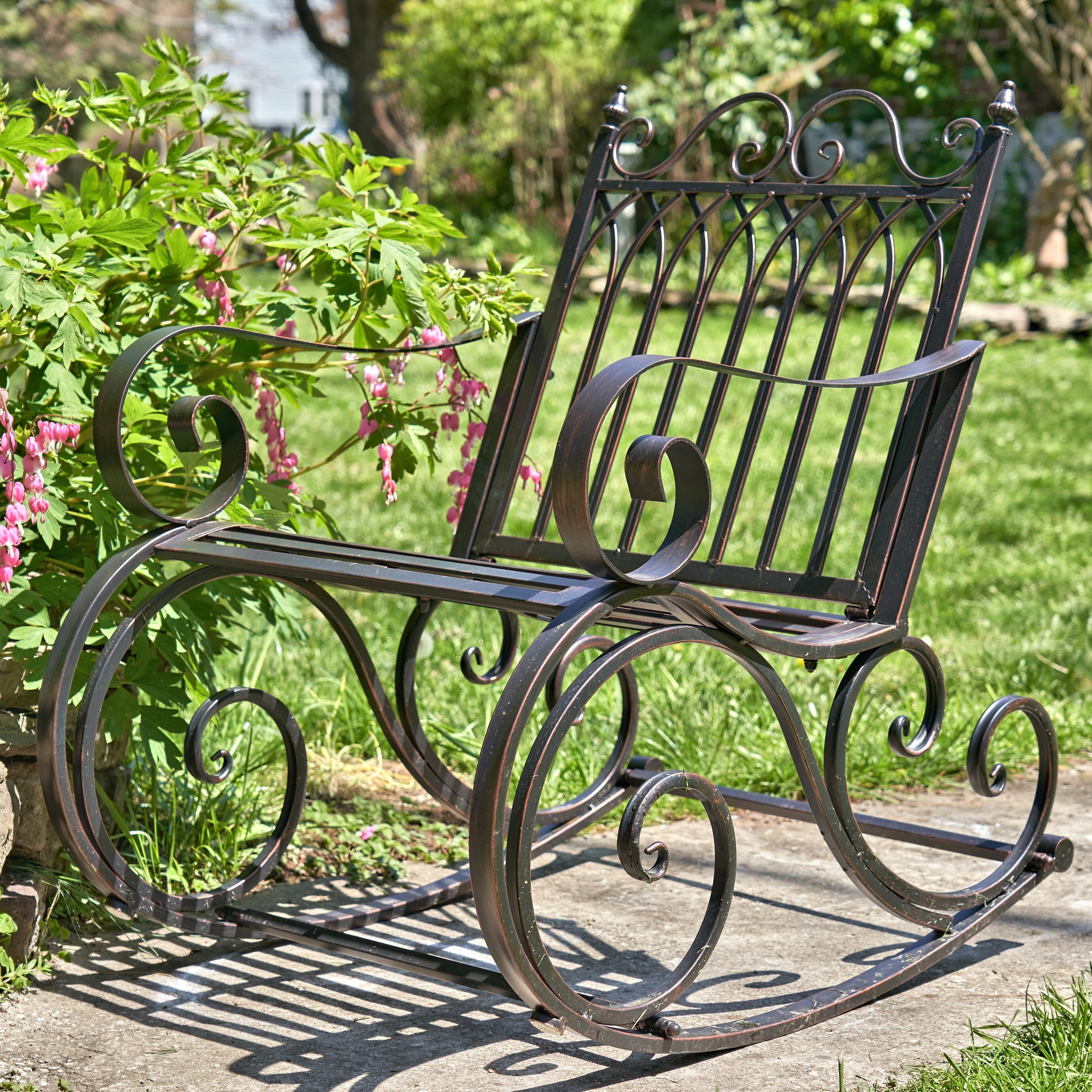 Outdoor rocking porch iron back chair patio high furniture garden hierro resistant para desde guardado ebay rust