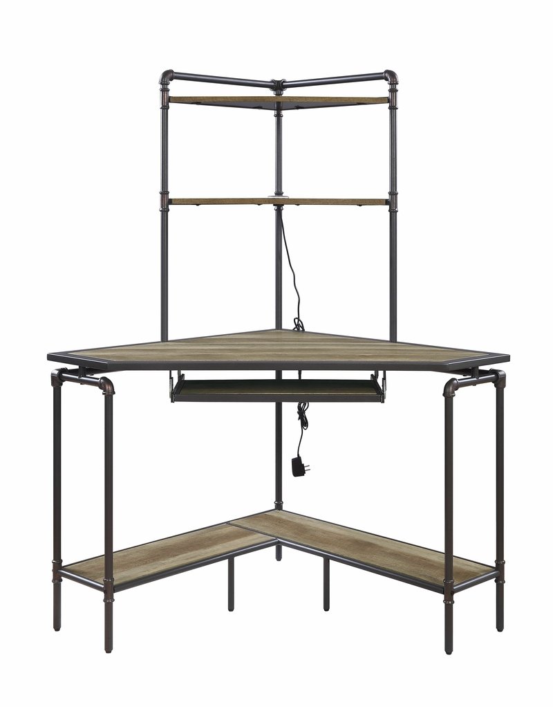 Modern Industrial Metal And Wood Corner Desk