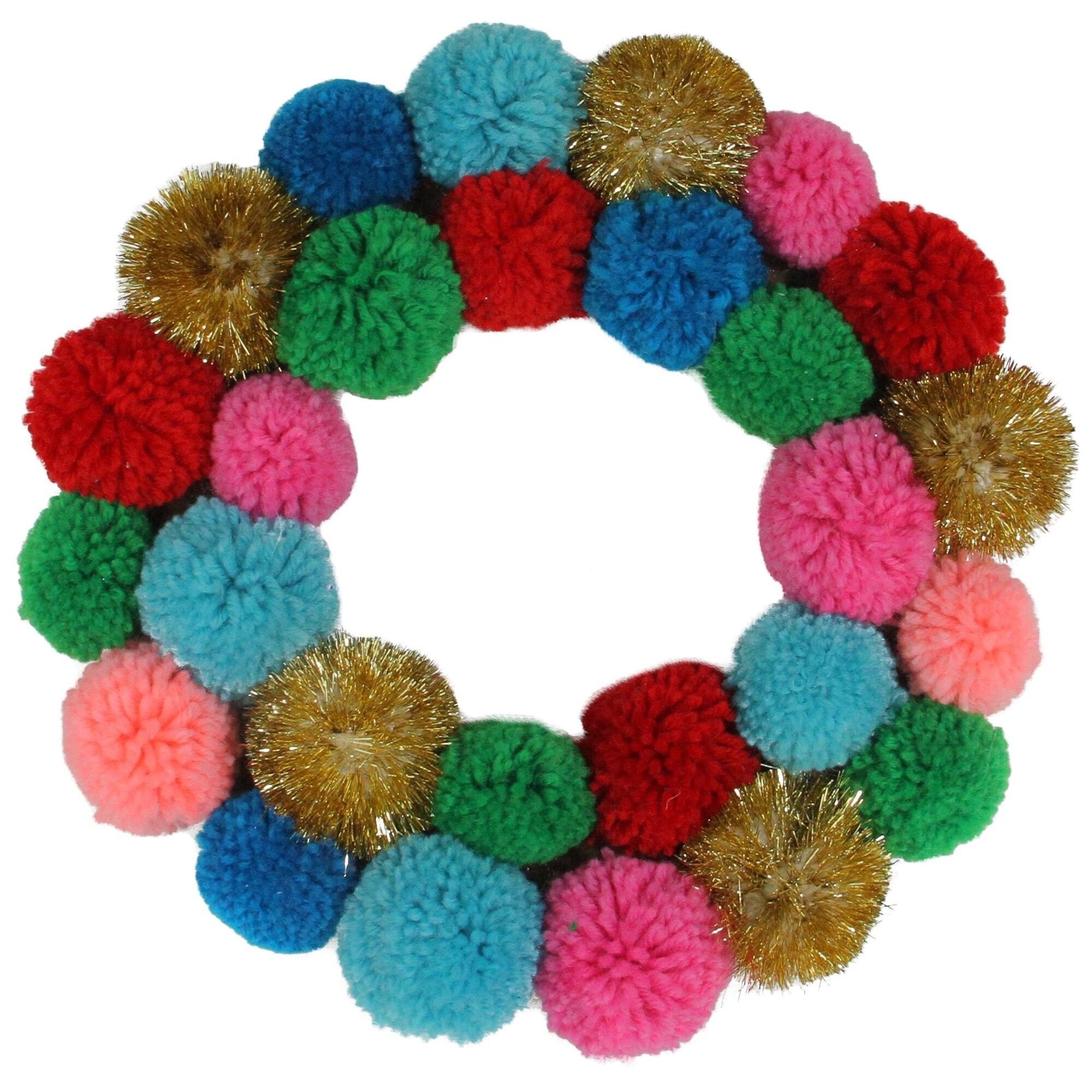 Multi-Color Bohemian Christmas Pom Pom Wreath Multi-Color Bohemian Christmas Pom Pom Wreath