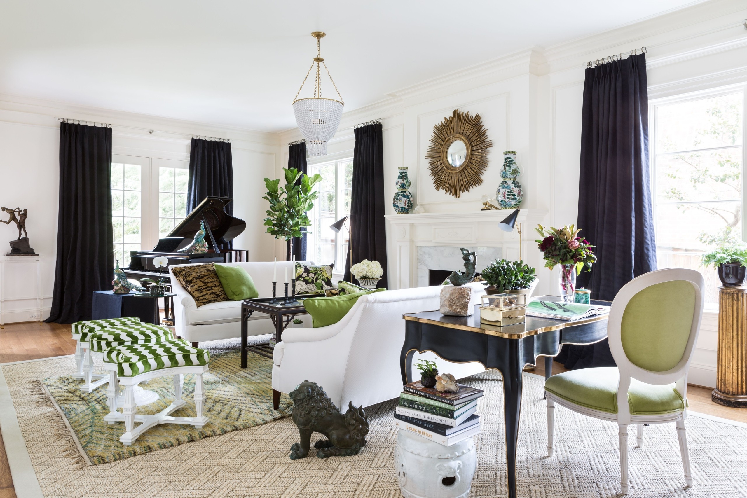 Black And Olive Green Living Room