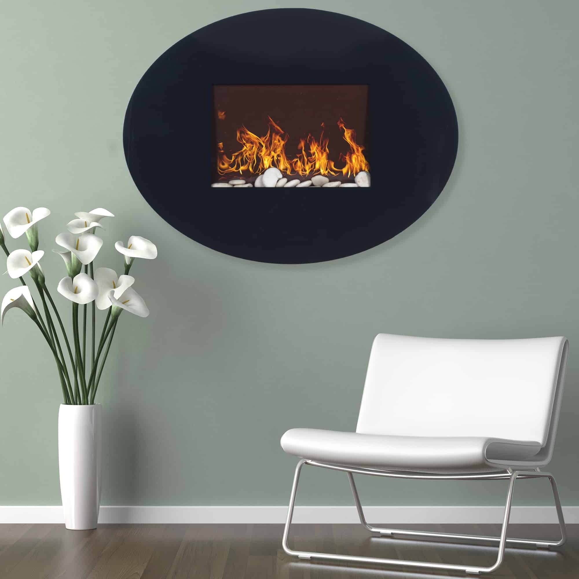 Oval Wall Mounted Electric Fireplace