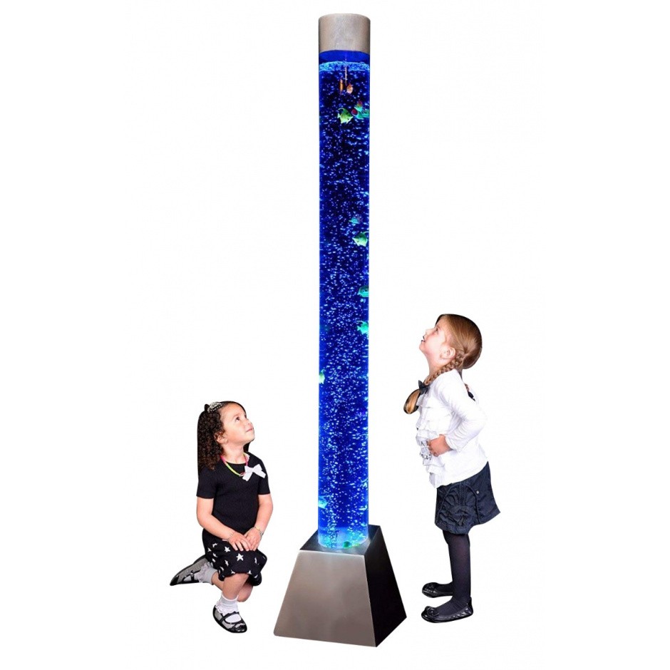 Playlearn Sensory LED Bubble Tube - 6 Foot"Tank" with Fake Fish and Translucent Balls, Large Floor Lamp with 8 Changing Lights Colors - Stimulating Home and Office D&eacute;cor - App and Remote Controlled