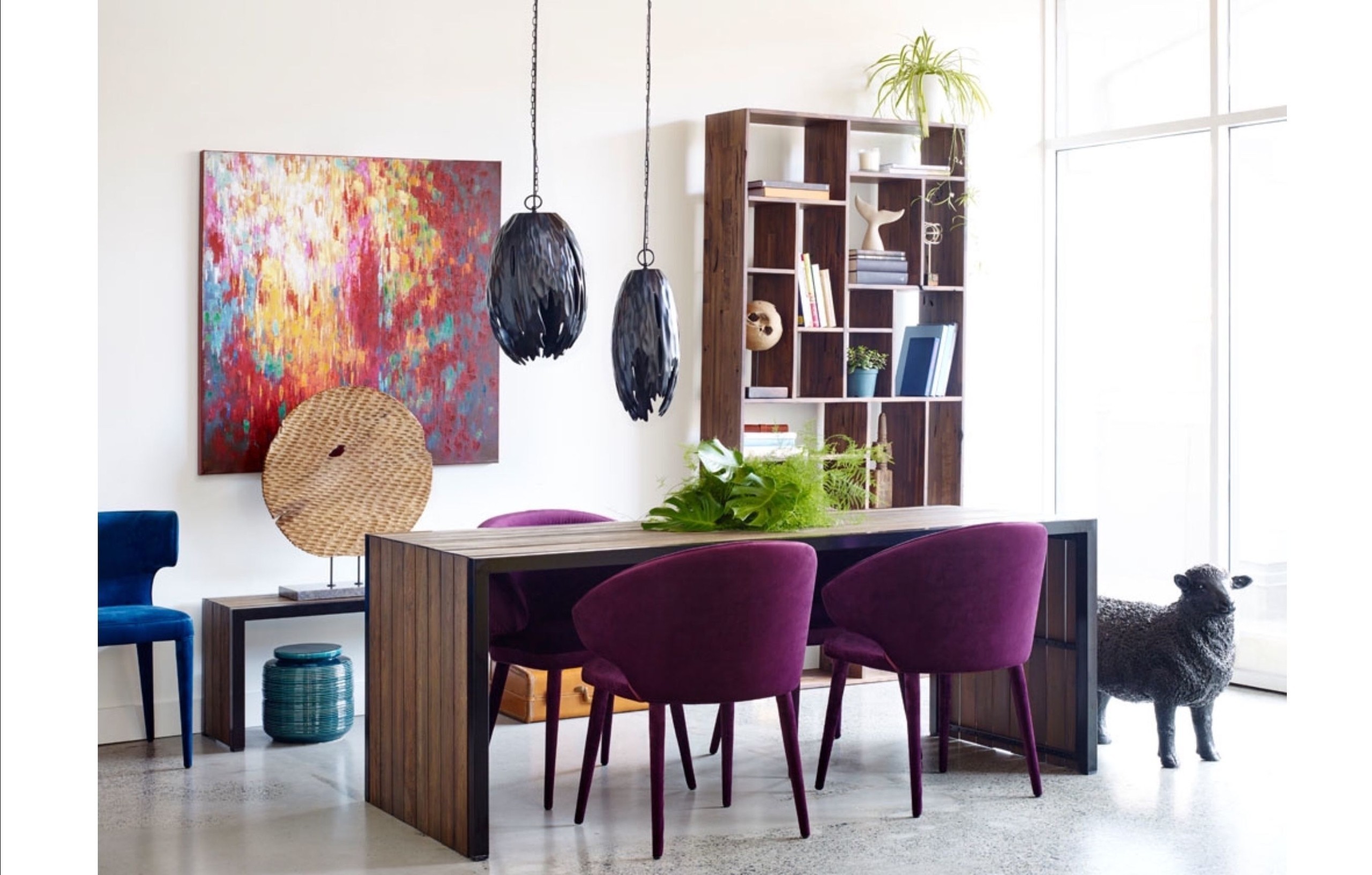 Purple and Brown Modern Dining Room Design