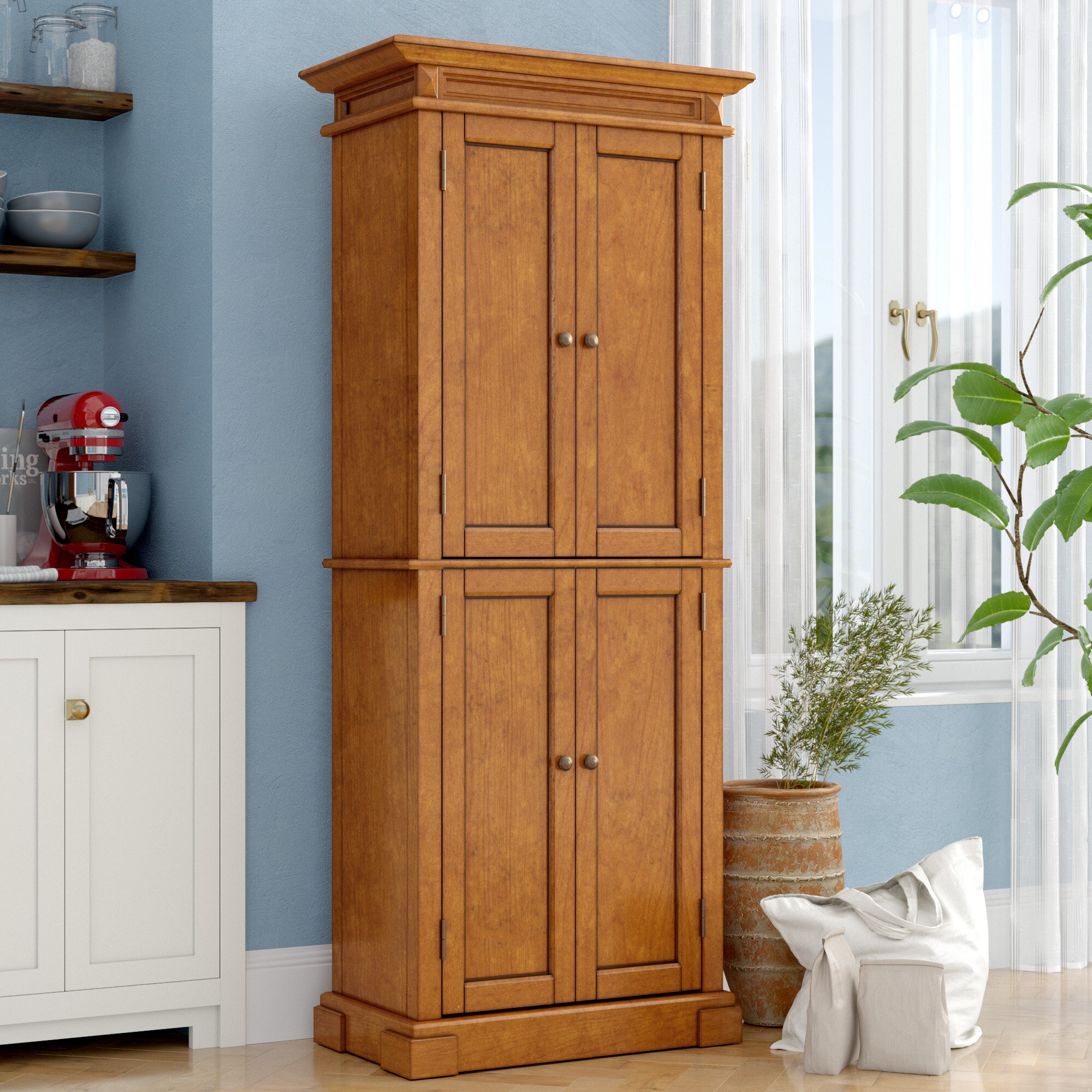 Dark cherry pantry cabinet