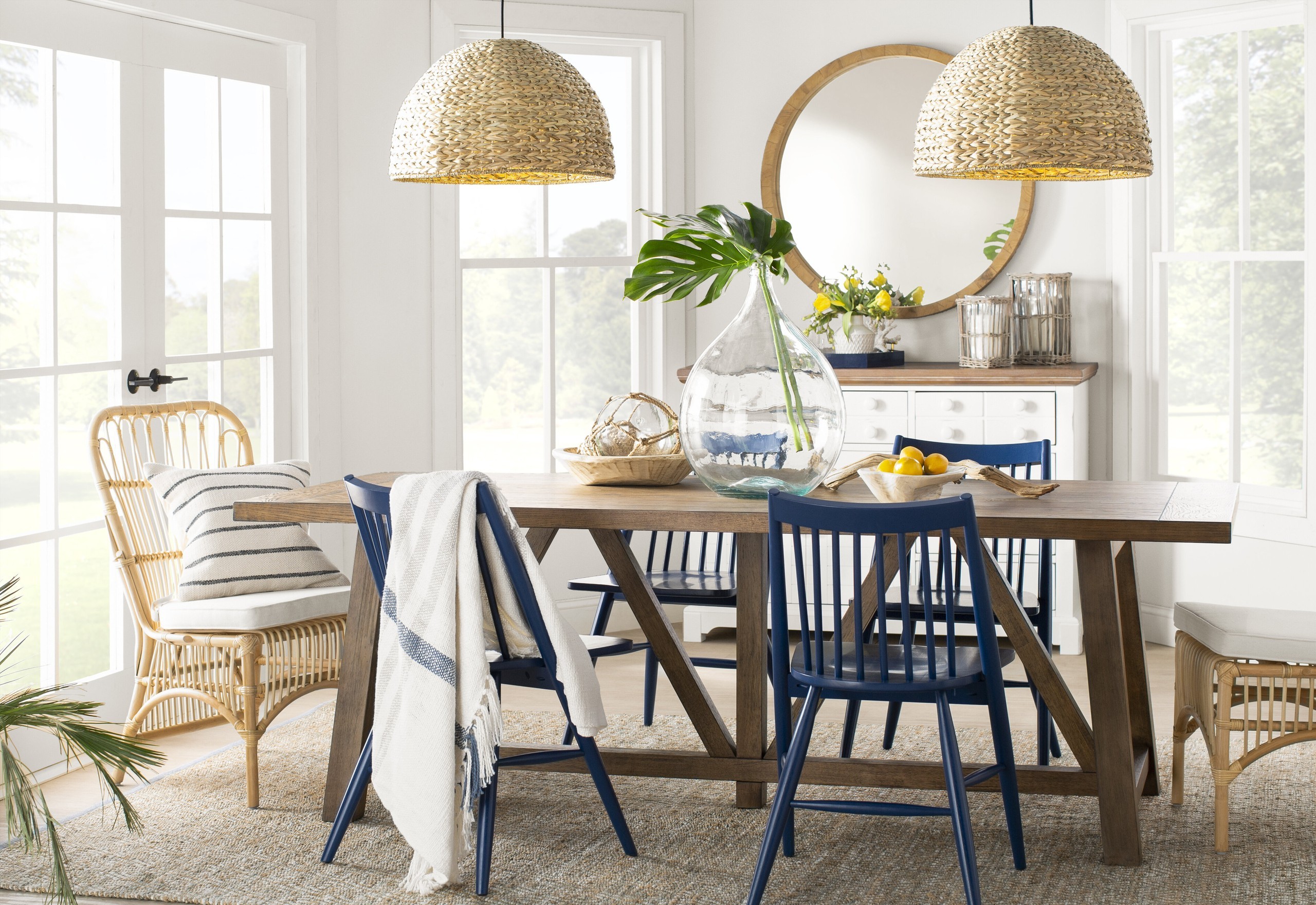 Sky Blue And Tan Dining Room