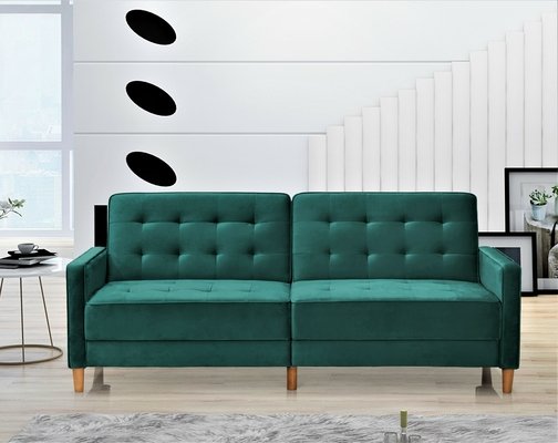 stetson velvet 80 square arms sofa bed