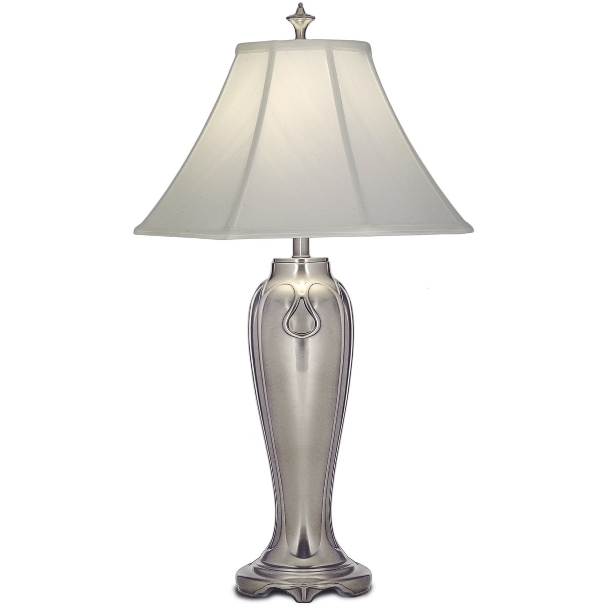Stiffel TL-N7346-AN One Light Table Lamp, Antique Nickel Finish with Off White Silk Shade