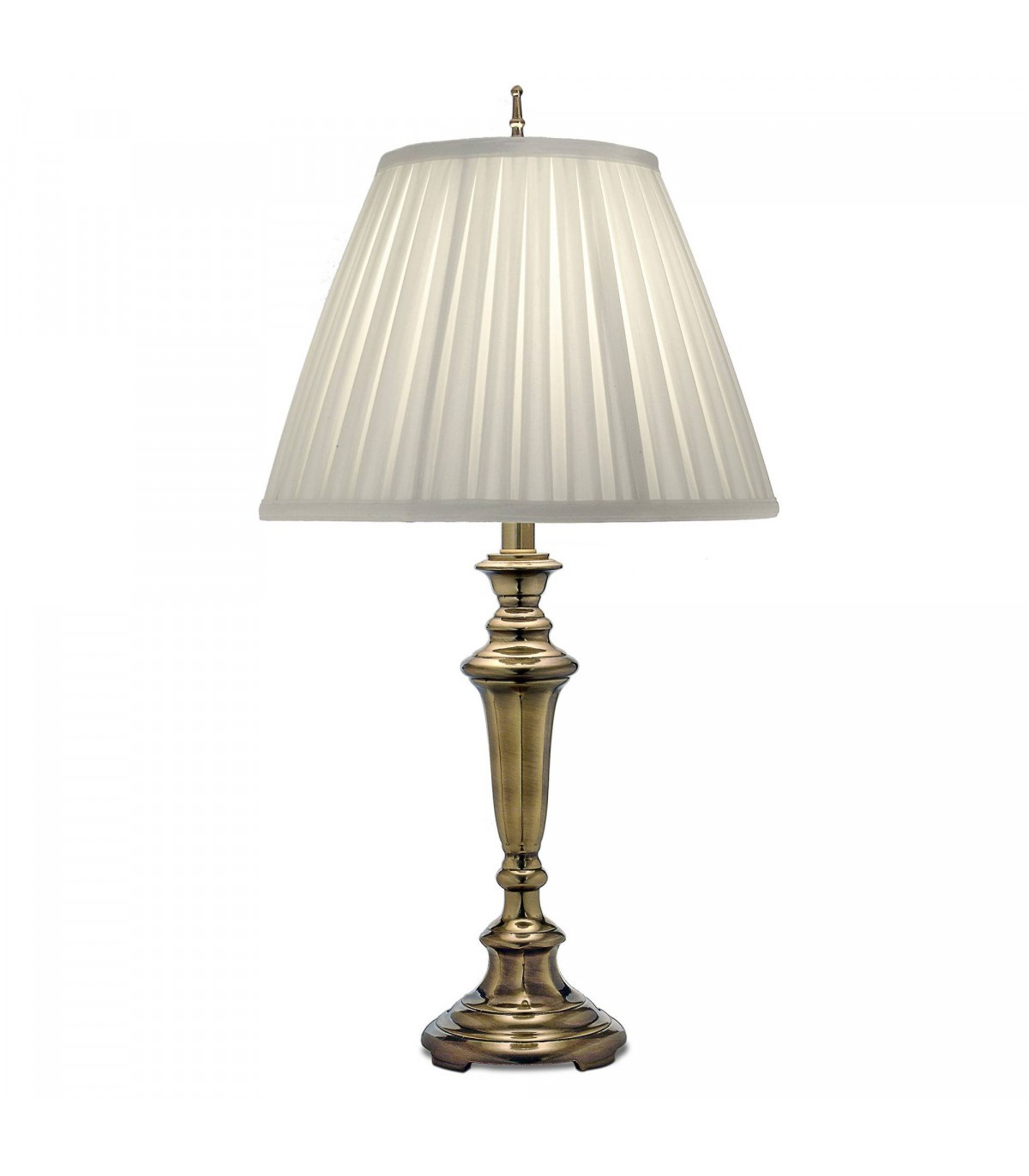 Stiffel TL-N8055-BB One Light Table Lamp, Burnished Brass Finish with Oyster Silksheen Box Pleat Shade