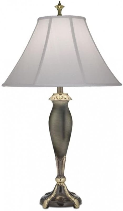 Stiffel TL-N8411-RB One Light Table Lamp, Antique Brass Finish with Off White Silk Shade