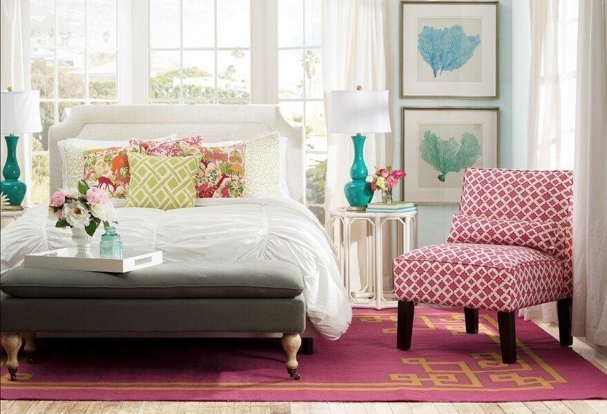 Teal and Pink Bedroom Design