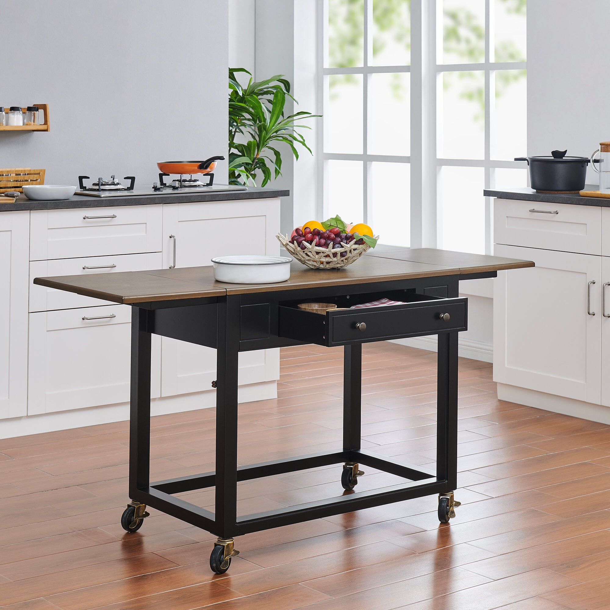 Kitchen work deals table on wheels