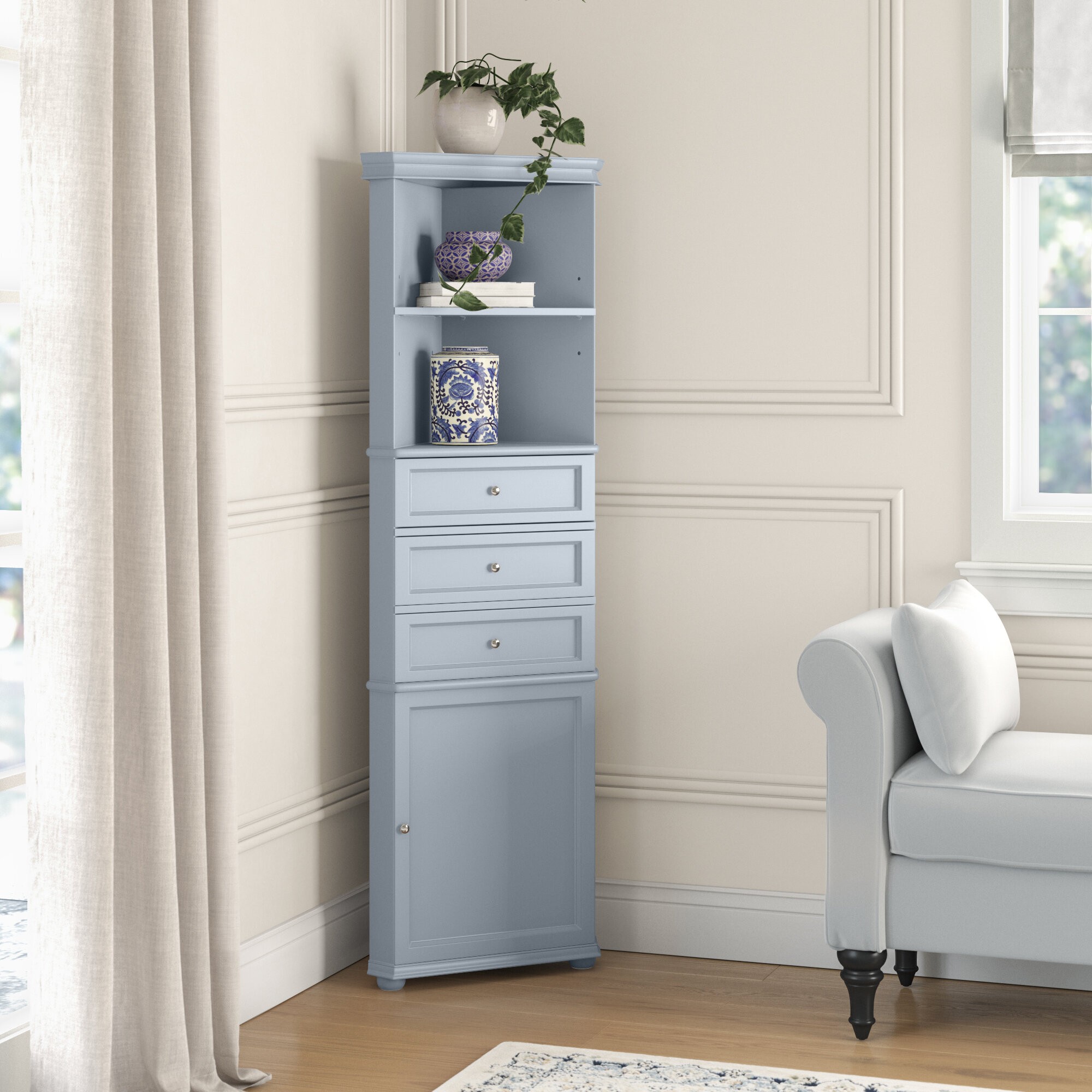 White Corner Cabinet Dining Room