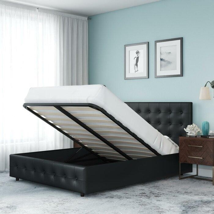 Upholstered Lift Up Storage Platform Bed