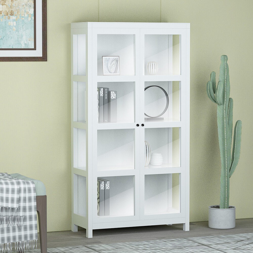 Bookshelf with deals glass doors