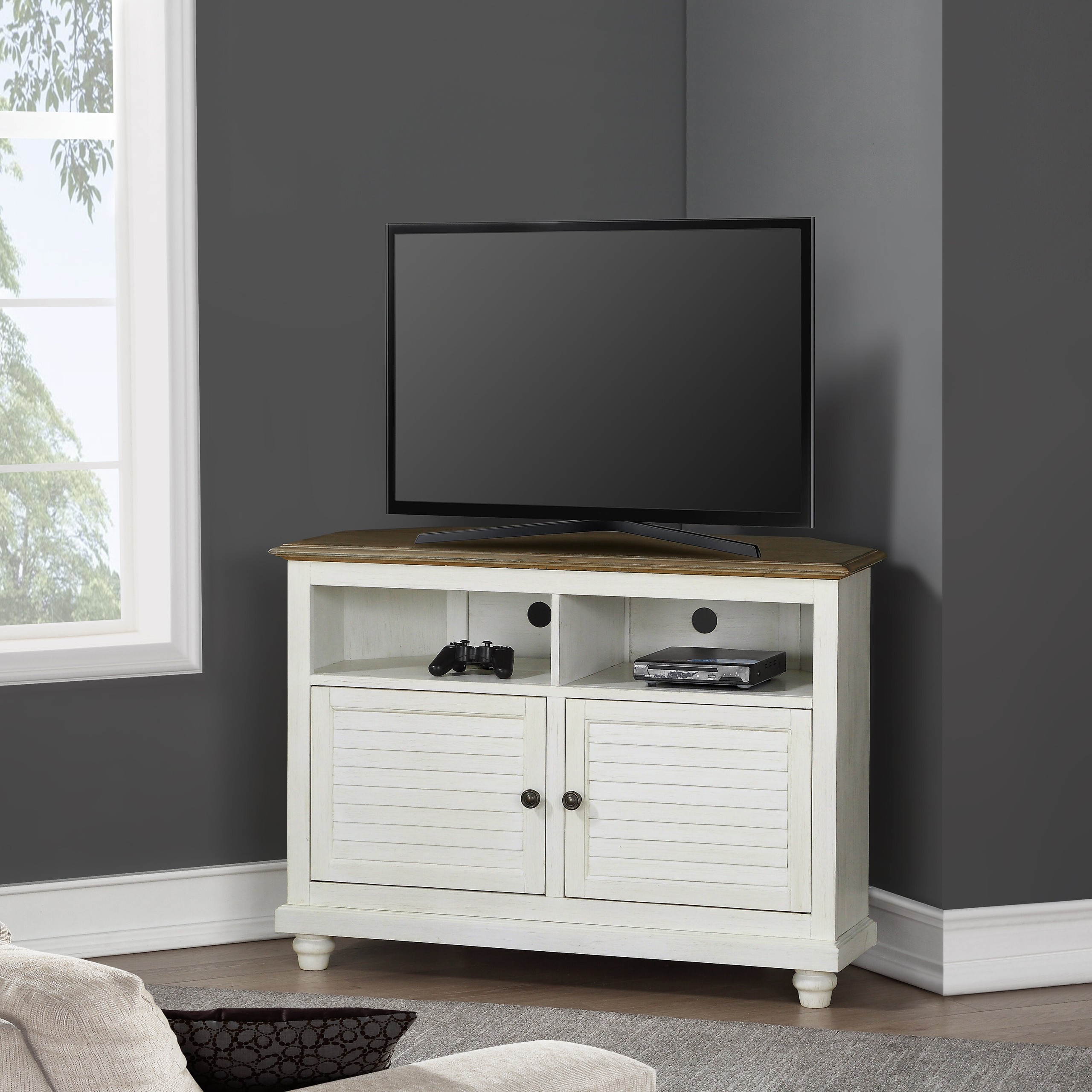 Wooden corner tv stand