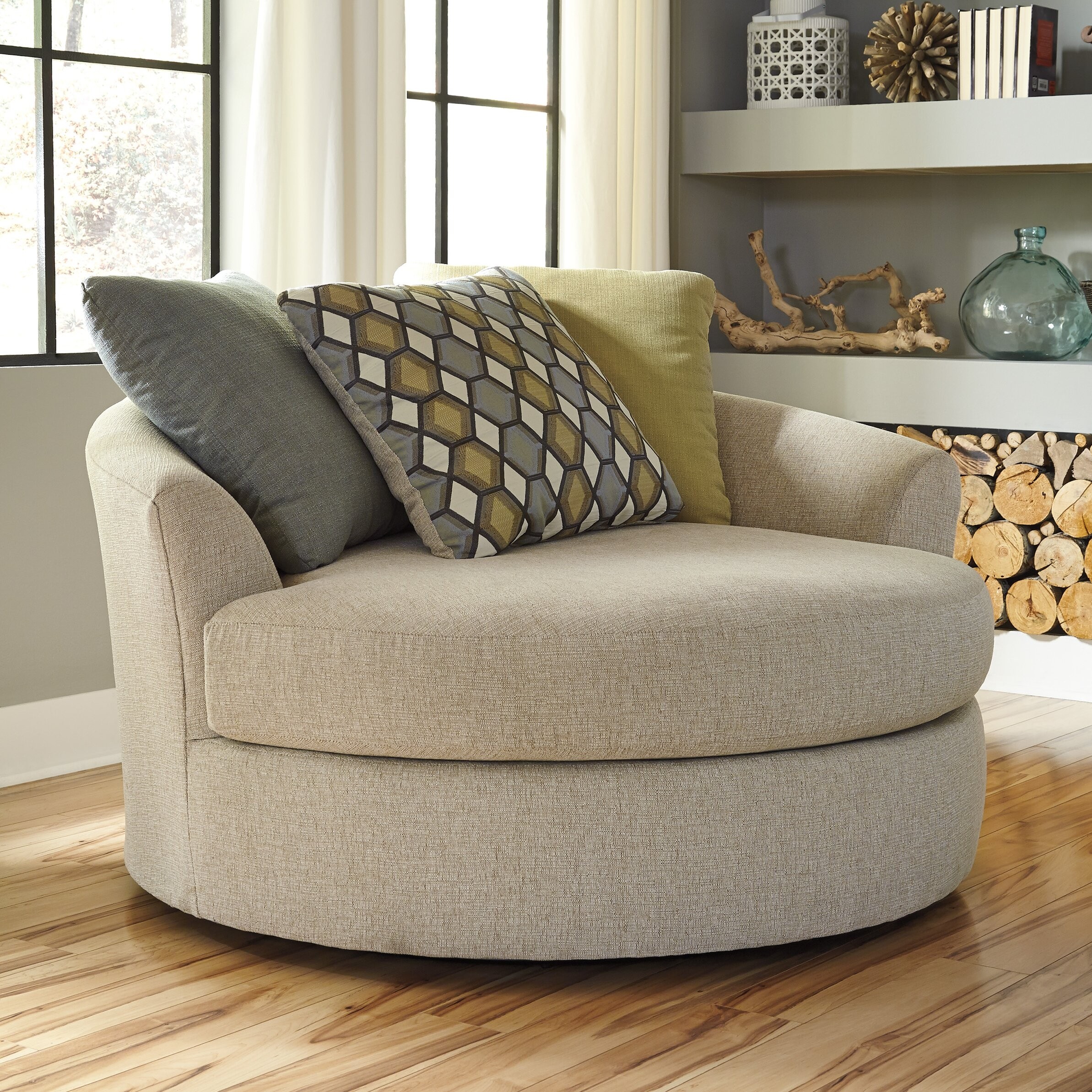 Bradfield Oversized Swivel Barrel Chair 