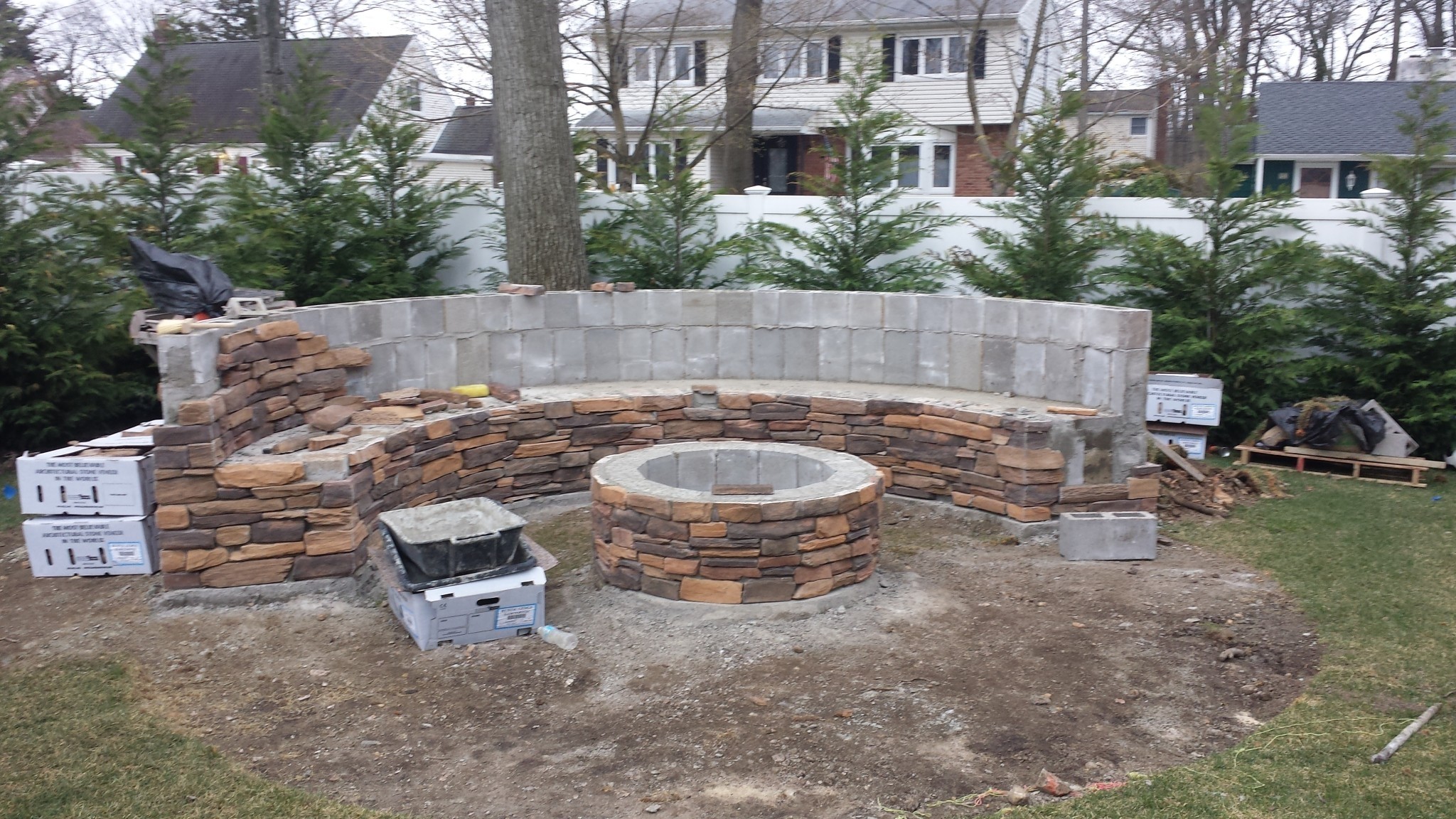 Building a custom bench and fire pit ceraso masonry