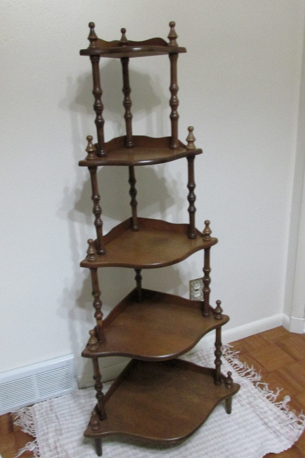 Corner shelf vintage wood 5 tier stand assemble required