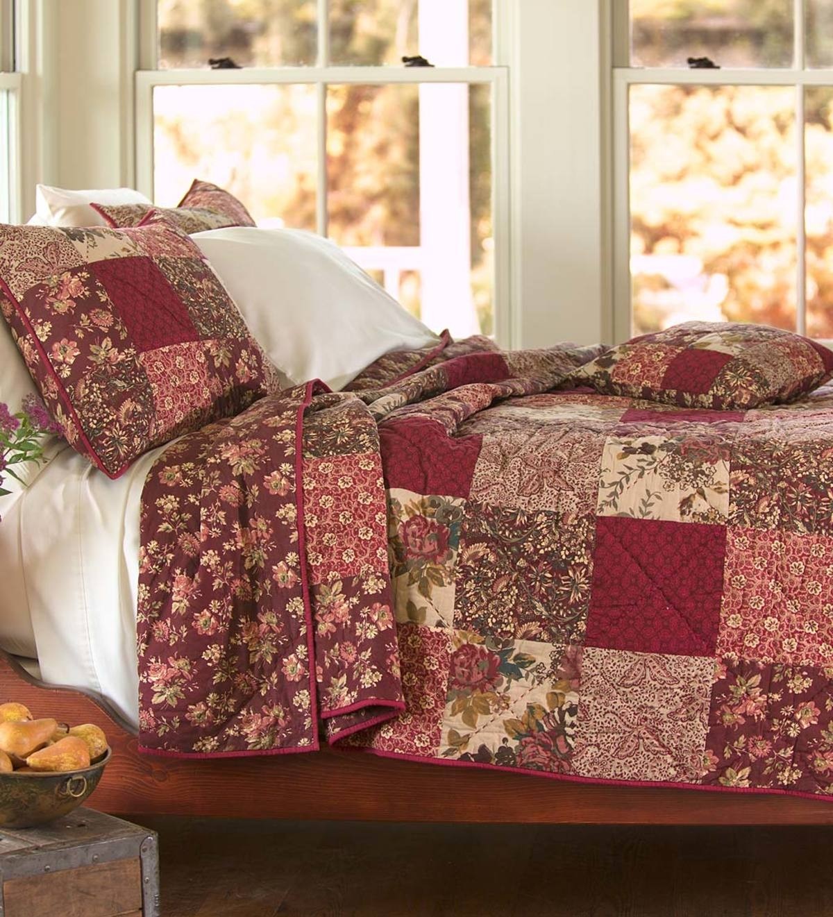 Cranberry floral patchwork quilt set quilts bedspreads 3