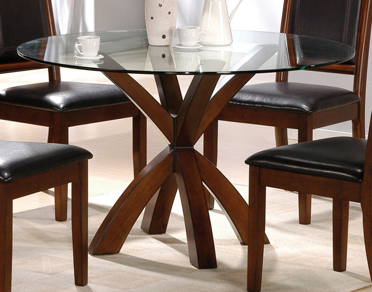 Wood Base Glass Top Dining Table - Ideas on Foter