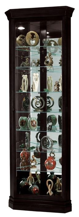 Howard miller duane corner curio cabinet in black satin