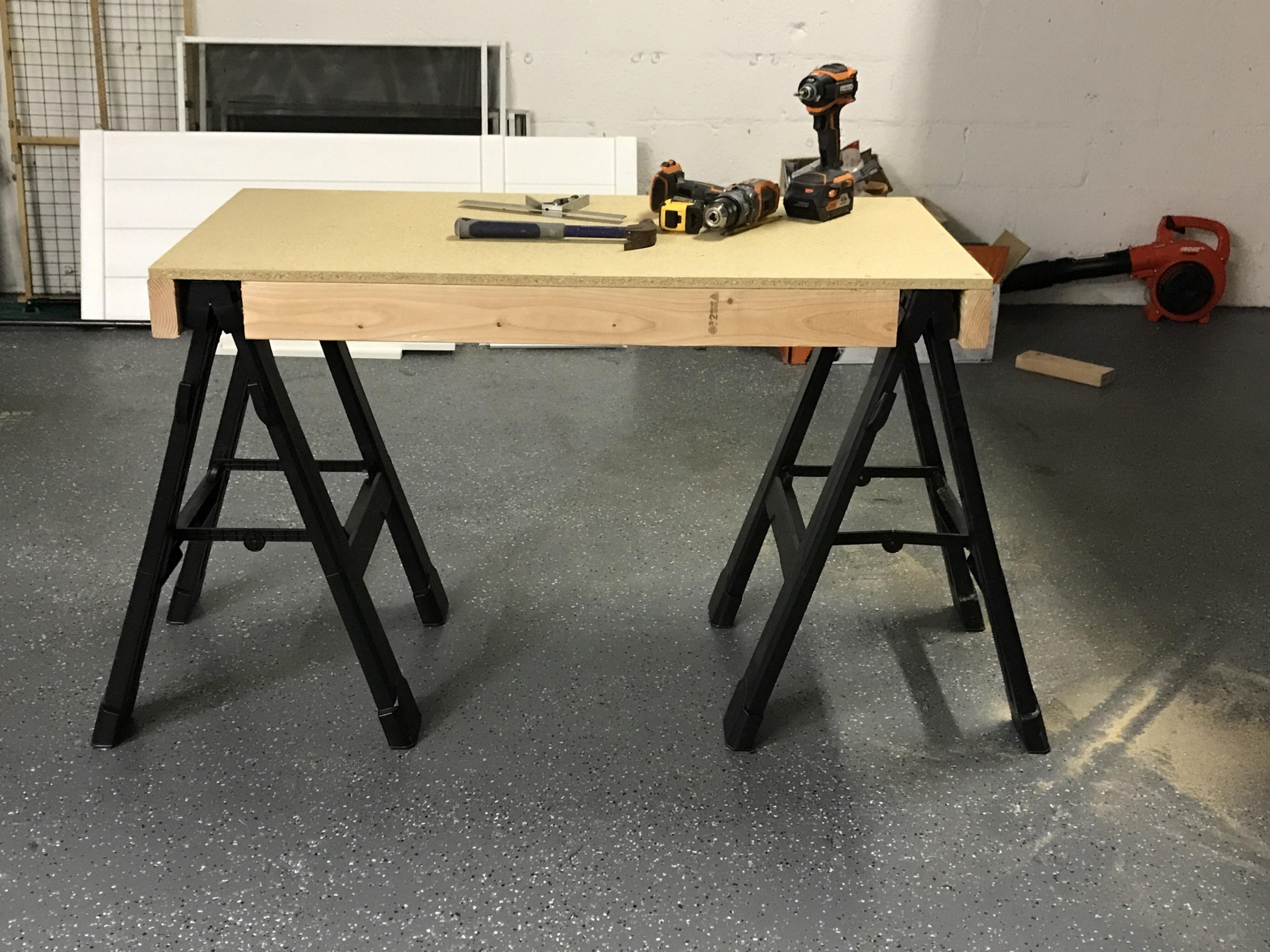 I too built my first semi portable work bench woodworking