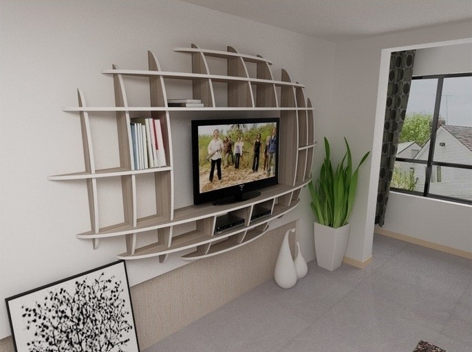 Impressive design of wall shelves tv units for living room