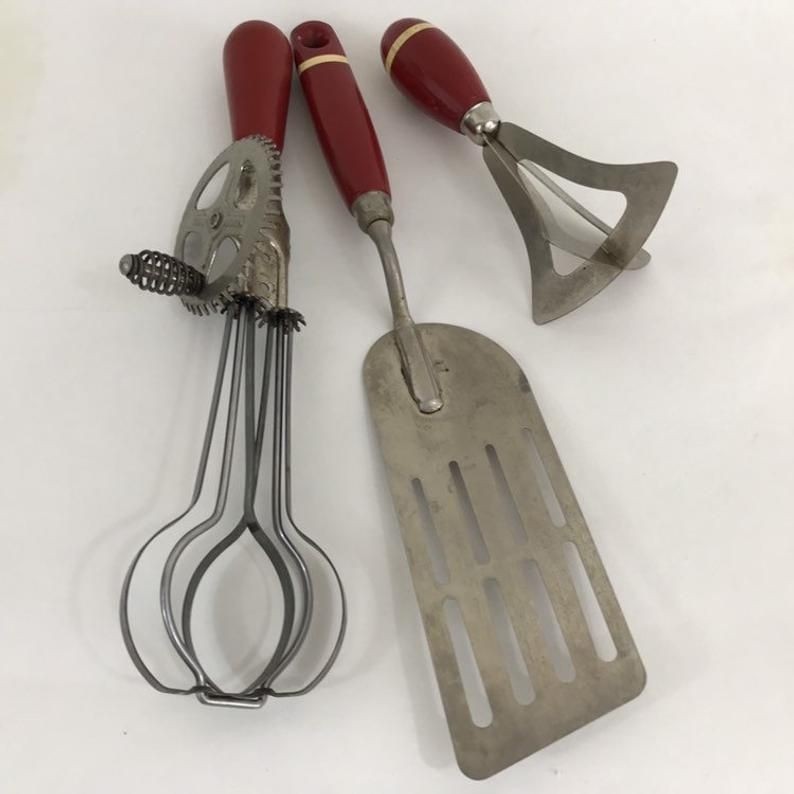 Ekco Kitchen Utensils Ideas On Foter   Lot Vintage Kitchen Utensils Ekco A J Red Handles 30s 