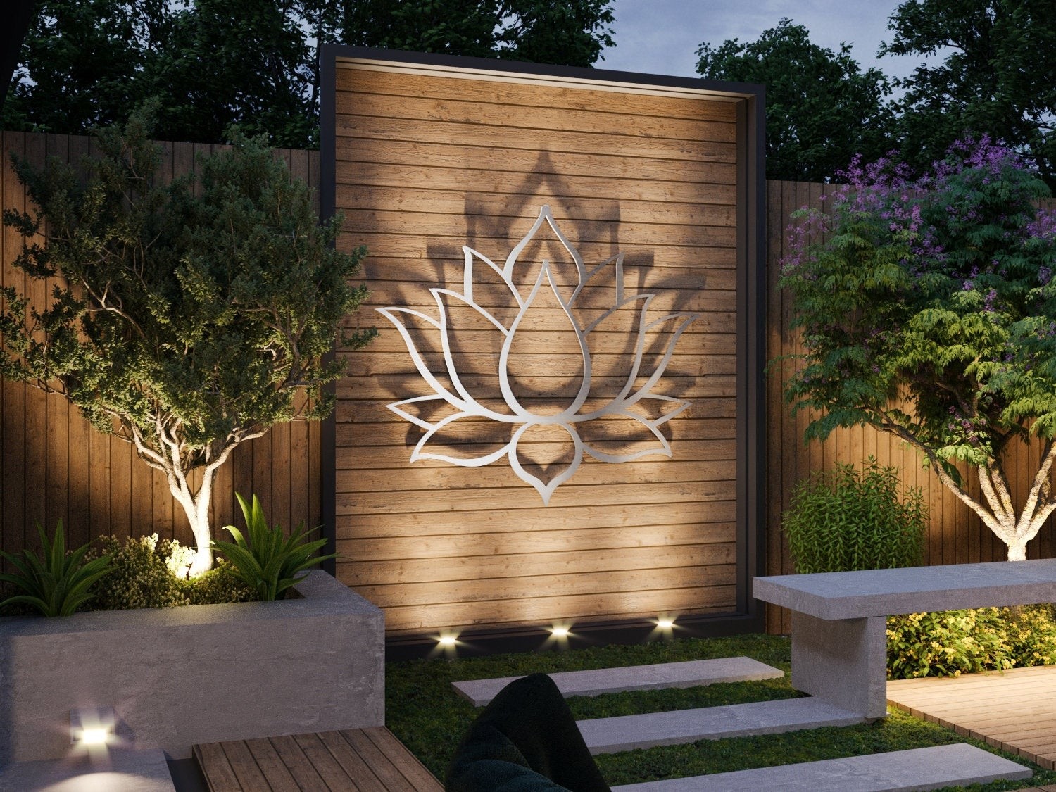 Lotus flower large outdoor metal wall art garden sculpture