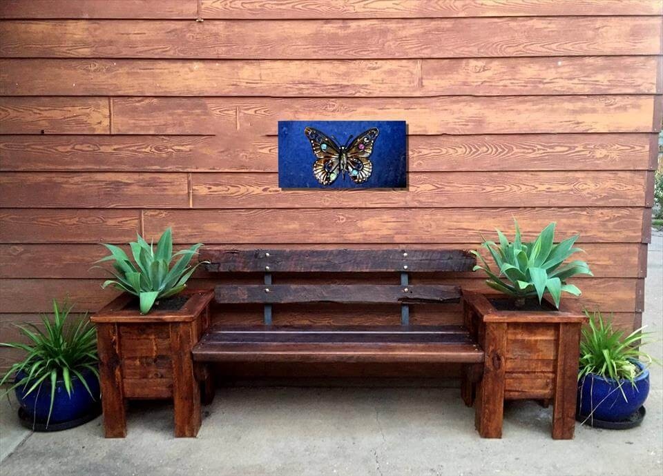Pallet bench seat and planter box easy pallet ideas