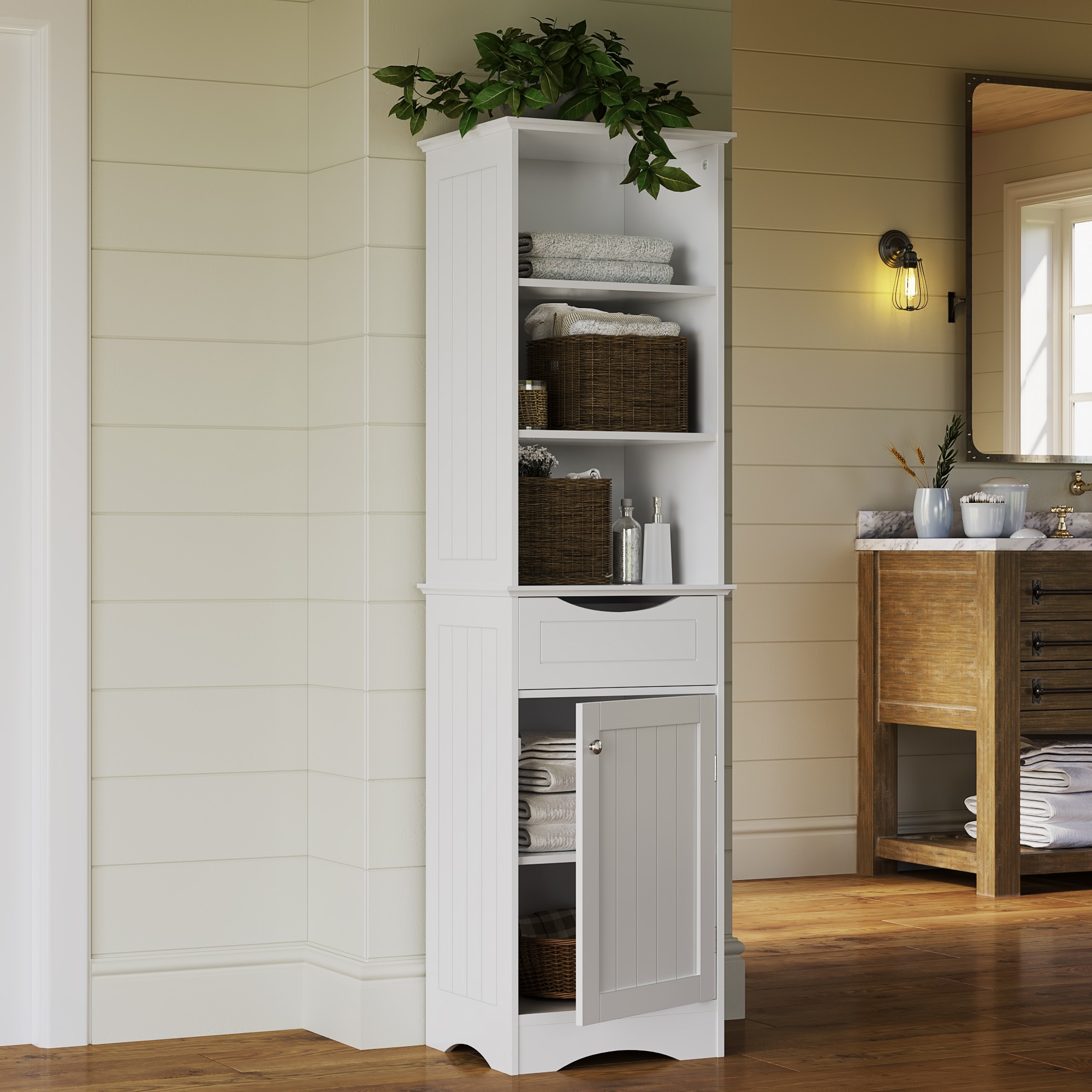 Fresca oxford espresso tall bathroom linen cabinet