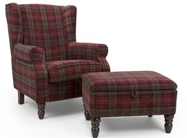 Tartan Check Fabric Sofa Wing Back Fireside Tub Armchair Occasional Lounge Chair Tartan Check Fabric Sofa Wing Back Fireside Tub Armchair Occasional Lounge Chair