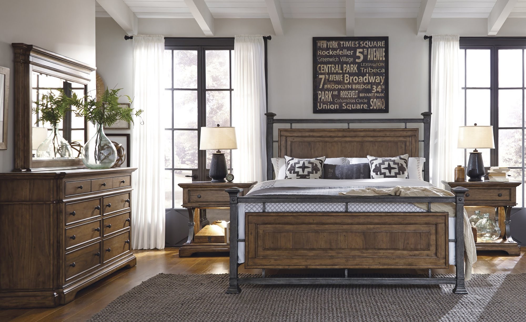 wrought iron wood bedroom furniture