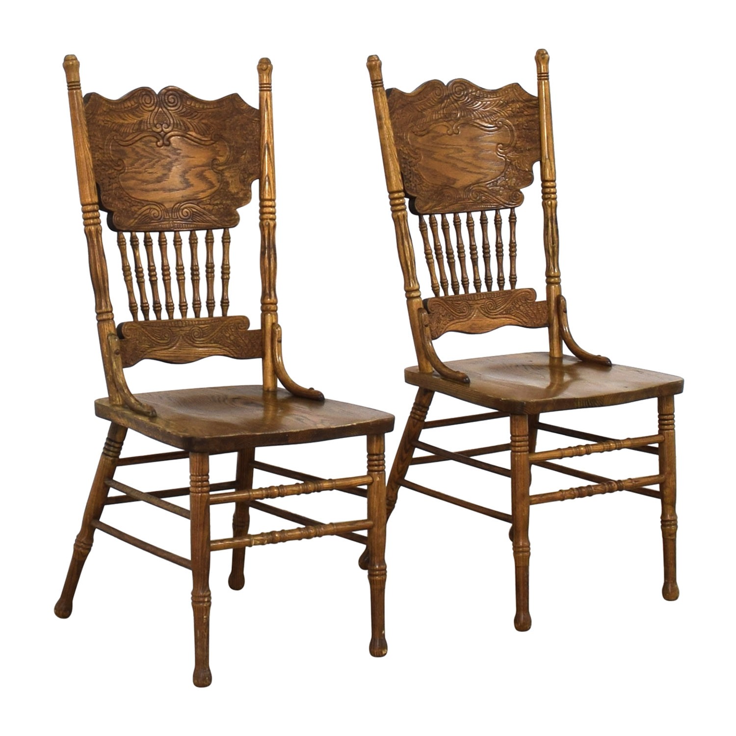 77 off oak double press back side chairs chairs 2
